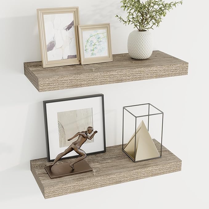 Dreamland 20 Inches Floating Shelves for Wall,6.7 Inch Deep Floating Shelves Set of 2, Large Display & Storage Shelf, Wall Sh