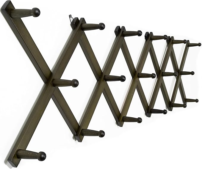 WEBI Accordion Wall Hanger,Expandable Wooden Hat Rack for Wall Mounted Coat Rack,Accordion Hat Hooks Holder for Baseball Caps