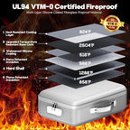 Fireproof Document Box, Hard Case Highly Flame-Resistant Fire Proof Waterproof File Organizer with Lock, Portable Fire Safe f