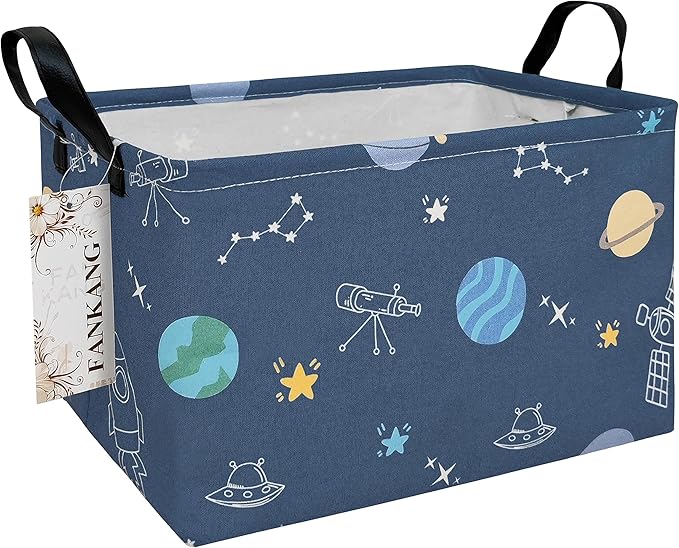 FANKANG Storage Bins, Nursery Hamper Canvas Laundry Basket Foldable with Waterproof PE Coating Large Storage Baskets for Kids