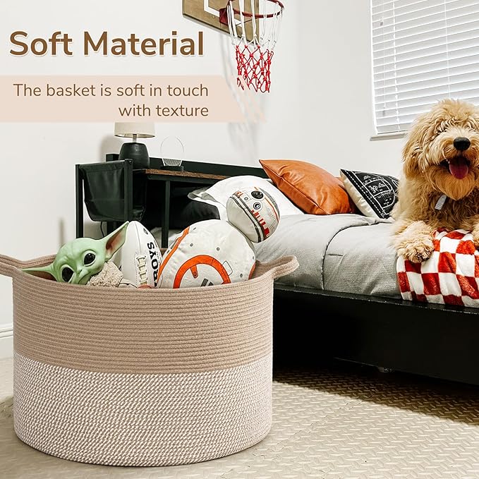 INDRESSME 115L Extra Large Woven Baskets for Storage, Wicker Basket for Living Room Decor Laundry Baskets for Blankets Clothe