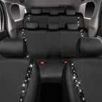CAR PASS Bling Diamond Car Seat Covers,Shining Rhinestones Waterproof Faux Leather, 8 Seats 3 Rows with Zipper Glitter Crystal Sparkle Strips Universal Fit 95% MPV,SUV,CAR for Women Girl, Black