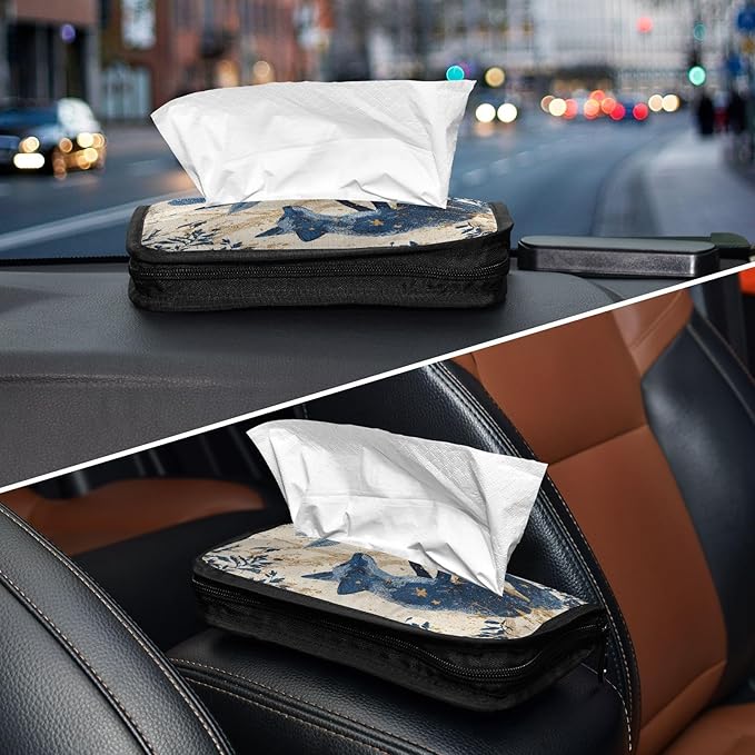 Car Tissue Holder Car Visor Organizer Tissue Box Holder for Car Sun Visor Organizer with Car Vehicle Accessories Essentials Interior for Women Men Starry Night Fox Bunny Beige