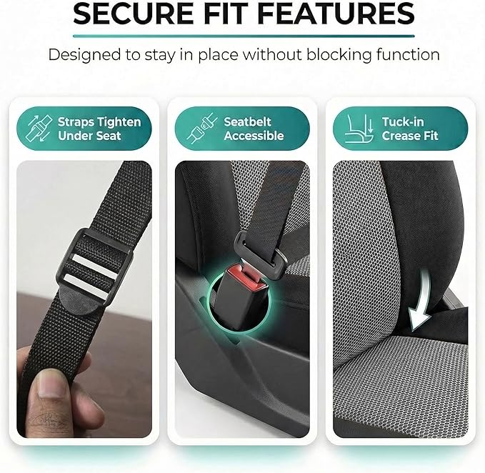 FH Group Automotive Full Car Seat Covers for SUV, Trucks, Sedan and More - Universal Fit Front High Back & Rear Solid Bench D