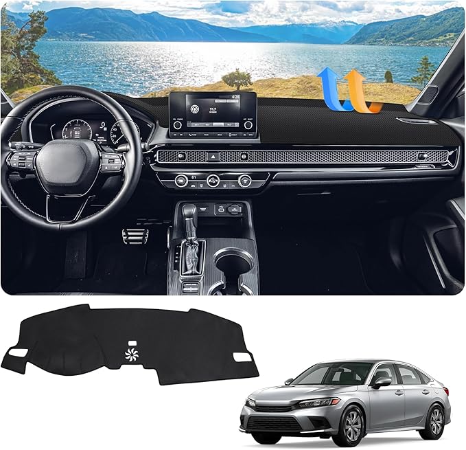 FIILINES Dash Cover for 2022-2025 Honda Civic, Dashboard Mat Accessories Dash Cover Sunshade Nonslip Mesh Protector No Glare 