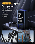 Cordless Tire Inflator 150PSI Portable Air Compressor with Auto Shutoff, Air Pump for Car Tires, Motorcycle, Bike, Balls, Inflatables, LED Light, Blue, Large Capacity