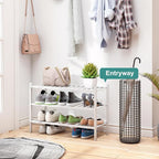 viewcare White Shoe Rack, 3-Tier Bamboo Wood Shoe Rack for Closet, Entryway & Hallway, and Stackable Shoe Shelf Storage Organ