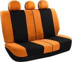 FH Group Car Seat Covers Rear Set Cloth - Universal Fit Automotive Seat Covers, Low Back Front Seat Covers, Solid Back Seat C