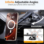 Coolpow for MagSafe Car Mount【Windshield+Vent+Dash】Magnetic Phone Holder for Car Phone Holder Mount Cell Phone Holders for Your Car Accessories Suction Phone Mount for Car Truck Stand for iPhone 17 16
