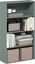 Furinno PASIR Book Shelf, 4-Tier Bookshelf, Bookcase, 9.4" x 23.6" x 41.7", for Living Room, Bedroom, Home Office, Sage Green