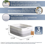 NaturalCozy 11.8"x8"x4.5” Rectangle Storage Baskets for Shelves 3 Pack | Cotton Rope Woven Small Baskets for Organizing | Sma