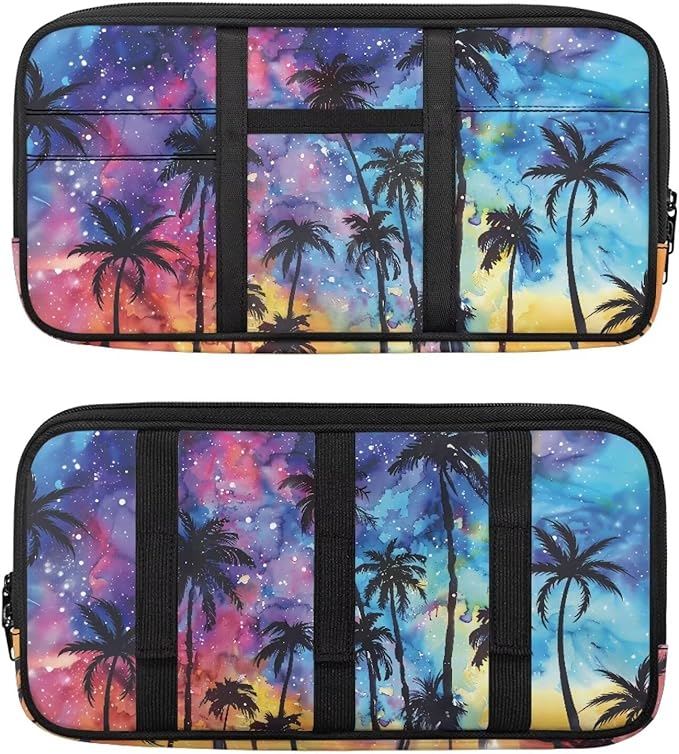 Palm Tree Car Sun Visor Organizer with Card Holder Car Sun Visor Storage Bag Hook LoopEasy Installation Universal Fit for Most Cars SUV