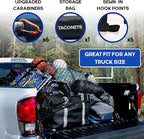 Upgraded Highly Elastic Cargo Net, USA Company, Simple Truck Bed Cargo Mesh Organizer, Suitable for Light Loads, Heavy Duty Carabiners, 4'x4'