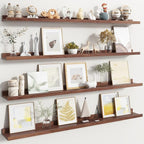 Fun Memories Picture Ledge Shelf, Floating Shelves Set of 4, 48 Inch Picture Shelves for Wall with Ledge, Large Nursery Book 