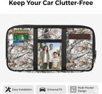 Sun Visor Organizer for Trucks,Branch Pattern Car SUV Storage Pouch Holder with Multi-Pocket Zipper Document Holder for Insurance, Pen, Chapstick