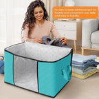 Fab totes 24 Gallons Clothes Storage, Foldable Thick Fabric Blanket Storage Bags, Containers for Organizing Bedroom, Closet, 