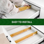 VaeFae Adjustable Bamboo Drawer Dividers and Bamboo Knife Drawer Organizer Bundle