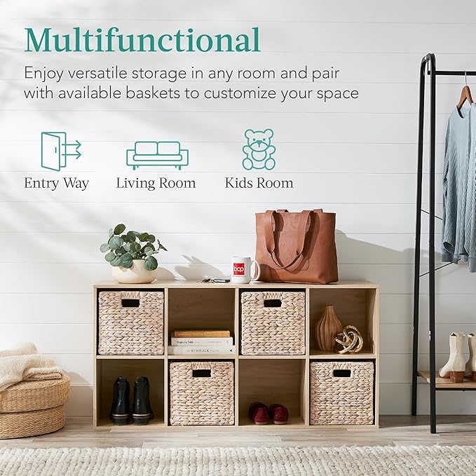 Best Choice Products 8-Cube Storage Organizer, 11in Shelf Opening, Bookcase, Display Shelf, Customizable w/ 3 Removable Back 