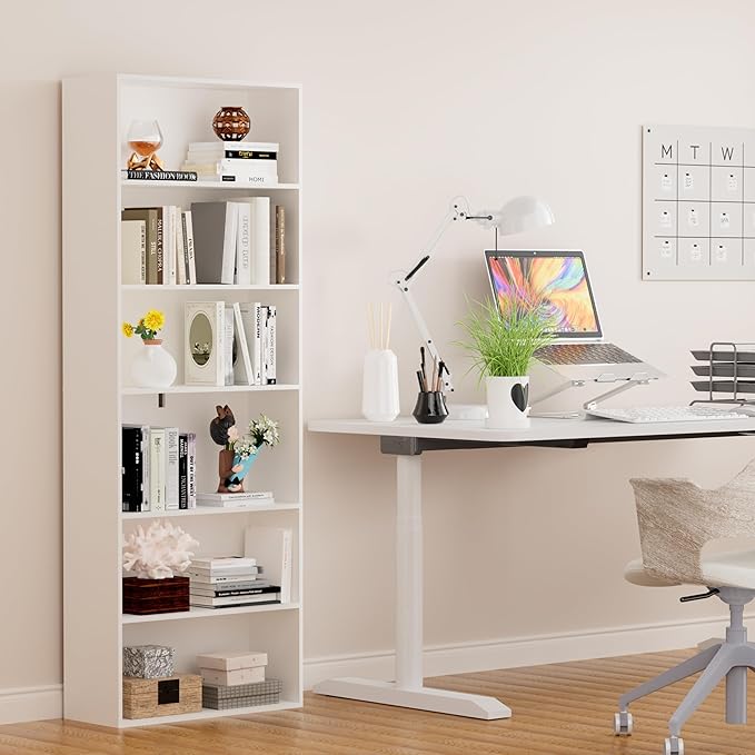 6 Tier Book Shelf，Wooden 6 Cube Storage Organizer,6 Tier Low Bookcase Storage Display Organizer, 64 Inch Versatile Cubes Shel