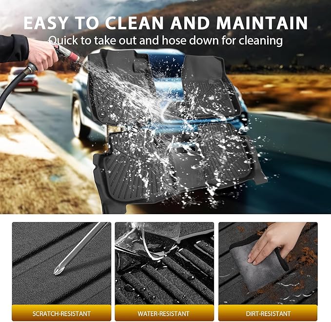 Powerty Floor Mat & Cargo Liner for Honda CRV 2023-2025 2026 (Include Hybrid), All Weather TPE Custom 1st & 2nd Row Floor Liner and Trunk (Upper Positon) Full Set Car Liners, Black