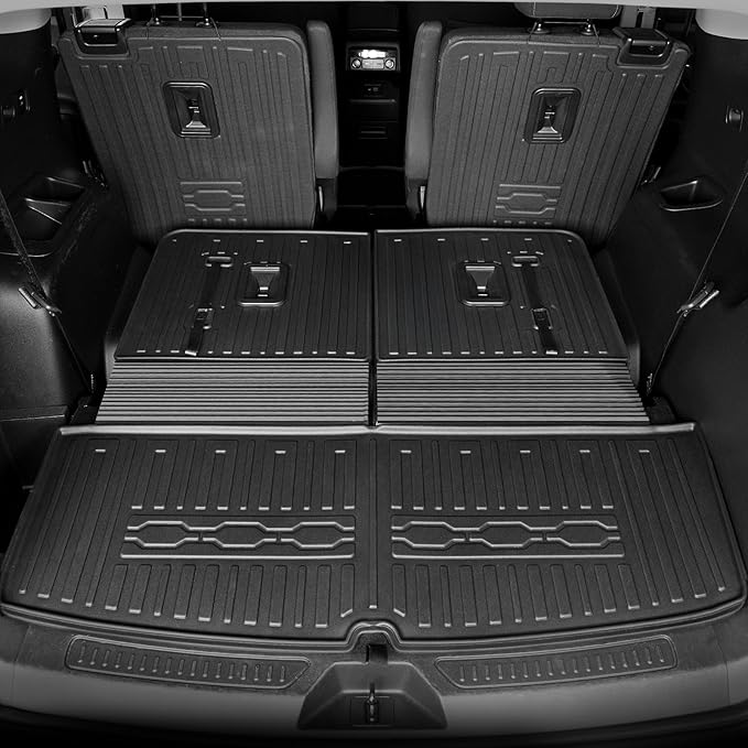 Floor Mats for 2017-2023 GMC Acadia 6 Passenger Captain Chairs All Weather Cargo Mat with Backrest Mat for 2023 GMC Acadia Denali Accessories