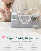 Lily Miles Baby Diaper Caddy Organizer, Girl Nursery Storage Basket with 8 Pockets, Baby Organizer and Storage, Easy-to-Clean