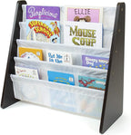 Humble Crew 4-Tier Kids Bookshelf, Espresso Wood/White - Premium Book Shelf for Kids Rooms with Four Deep Pockets - Toddler S