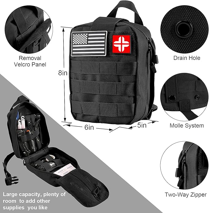 Emergency Survival Kit and First Aid Kit, 142Pcs Professional Survival Gear and Supplies Equipment with Molle Pouch, Gift for