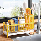 Cisily Sponge Holder for Kitchen Sink, Sink Caddy Organizer with High Brush Holder, Kitchen Countertop Organizers, 304 Stainl