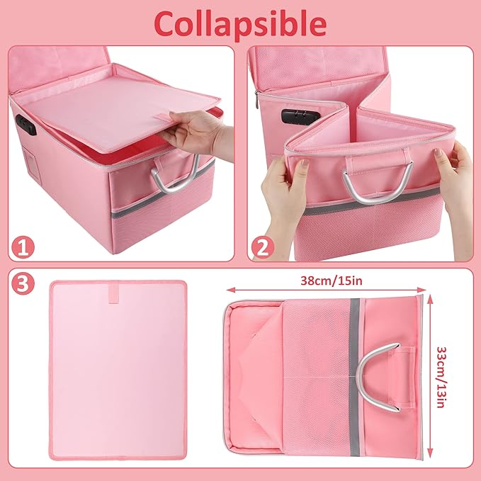 Fireproof Document Box, Fireproof Organizer Safe Box with Lock, Portable Office Storage Cabinet for Hanging Letter/Legal Fold