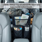 Upgraded Car Mesh Bag Elastic Seat Back Mesh Bag With Paper Towel and Handbag Bracket and Back Seat Storage Bag for Children Pets and Travel Necessities. (black)