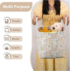 Storage Basket Boho Fabric Large Collapsible Floral Laundry Nursery Hamper Portable Folding Storage for Clothes Toys (Blue Fl