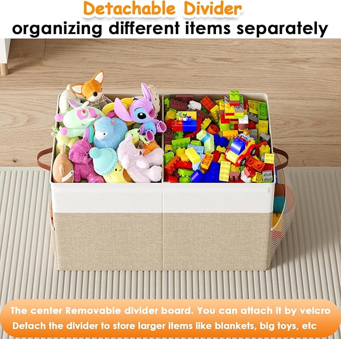 Large Toy Storage Box with Lid Upgraded Toy Storage Chest Organizer with Divider Foldable Toy Bin for Kids Boys Girls Playroo