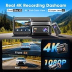 DDPAI 4K Dash Cam Front and Rear, Built-in 32G eMMC Dual Dash Car Camera,64GB Card Included Dashcam,Night Vision Dash Camera,