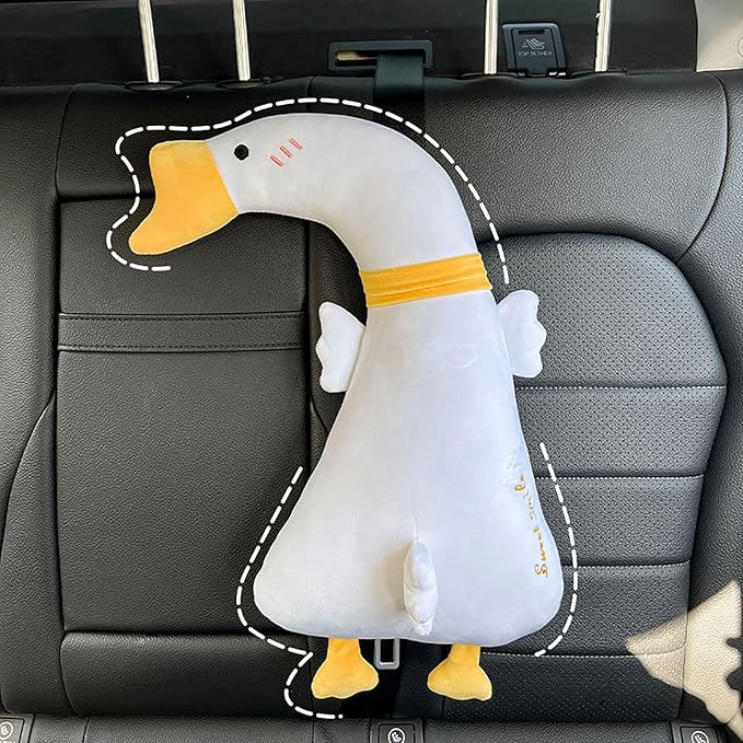 Car Pillow for Kids, Dinosaur Seat Belt Cover, Seatbelt Adjuster for Kids Car Seatbelt Covers, Vehicle Shoulder Pads, Seatbelt Cushion for Kids, Seat Strap Pillows Kids (White Duck)