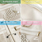 Travel Jewelry Organizer Case,Jewelry Bags for Traveling, Jewelry Binder with 24 Pcs Clear Zipper Velvet Pouches for Storing 
