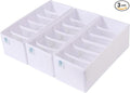 Qozary 3 Pack Sock Underwear Drawer Organizer Dividers, Collapsible Cabinet Closet Storage Boxes for Clothes, Socks, Lingerie