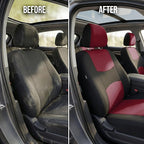 FH Group Bright Flat Cloth Full Set Car Seat Covers, Burgundy/Black- Fit Most Car, Truck, SUV, or Van