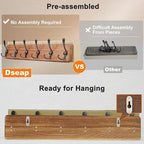 Dseap Coat Rack Wall Mounted - 24" Long 6 Tri Hooks, Heavy Duty Wooden Wall Coat Hanger Coat Hook for Clothes Hat Jacket Clot