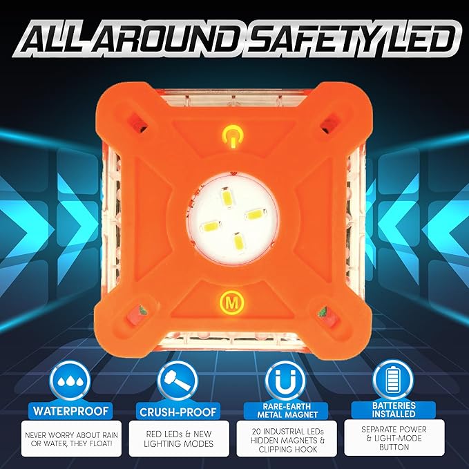 MARCALA Emergency Lights for Vehicles 3-Pack | LED Road Flares | Flares Emergency Road | LED Emergency Flares Include Batteri
