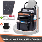 Car Seat Organizer with Laptop Compartment (Fits 15.6"), Front & Backseat Passenger Organizer with Adjustable Strap, Multiple Pockets, Portable Office Bag, Water-Resistant 1200D Polyester