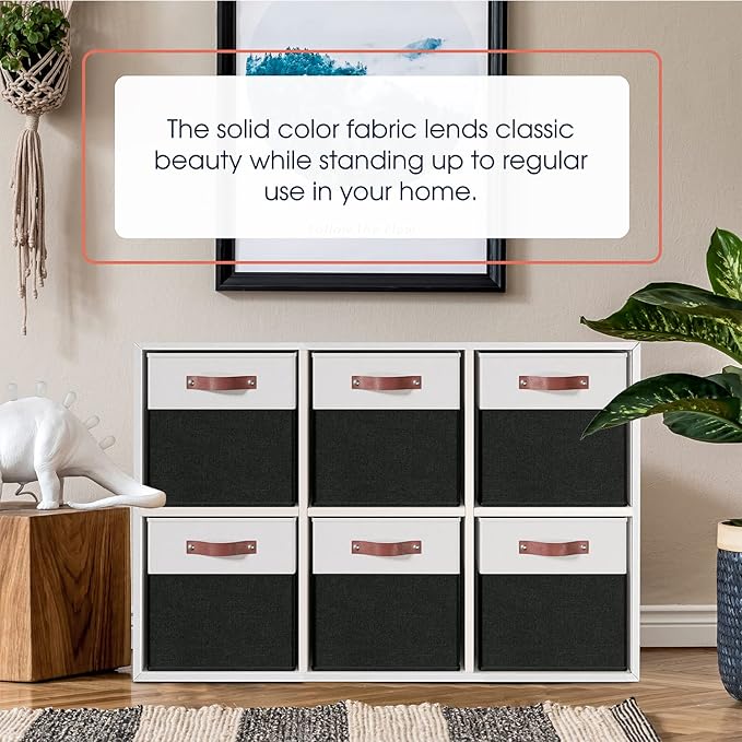 Ornavo Home 11 x 11 Storage Cube Bins, Foldable Collapsible Fabric Storage Bins Box Linen Shelf Basket Cube Organizer for Clo
