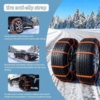 Universal Anti-Skid Snow Tire Chains for Cars SUV Trucks - Adjustable 14-19 Inch Emergency Winter Traction Tire Chains, Easy 
