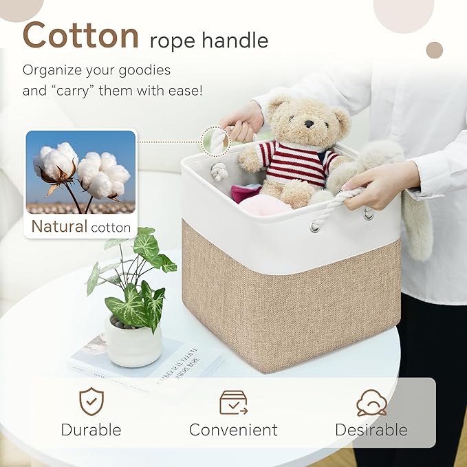 FinishingBo Fabric Cubes Storage Basket, 6 Pack 11x11 inch with Handles Cube Storage Bins, for Shelves, Home, Office Organize