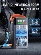 8-in-1 Car Jump Starter with Air Compressor - 5500A Peak, 150PSI Tire Inflator, 12V Portable Power Bank, LCD Display, and