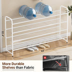 KEETDY 4-Tier Long Shoe Rack for Closet Floor, Wide Shoe Organizer Storage, Stackable Shoe Rack for Entryway Metal Shoe Shelf