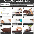 Floating Shelves for Concrete Wall: Solid Wood Shelf 15.75 and 23.6 inch with Heavy Duty Hidden Bracket for Display Books Pla