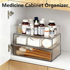 Medicine Cabinet Organizer with Removable Dividers, 3-Tier Stackable Drawer Storage for Bathroom, RV, Vanity, Countertop & De