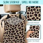 Car Trash Bag Abstract Brown Leopard Leak-Proof Car Garbage Bag with Drawstring Foldable Canvas Trash Bin with Adjustable Buckle for Car Accessories, Travelling, Camping