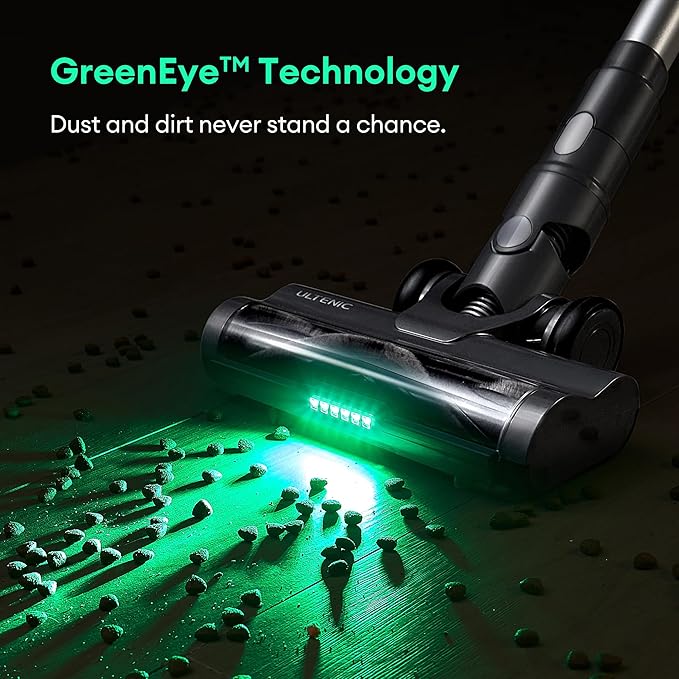 Ultenic Cordless Vacuum Cleaner, 550W 50Kpa Stick Vacuum with Car Dashboard Screen, Tangle-Free Brush for Pet Hair, Max 45min